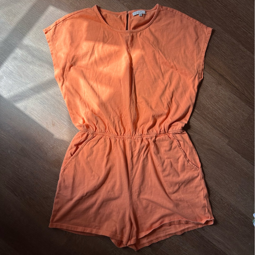 Z Supply Orange Sleeveless Romper Size M